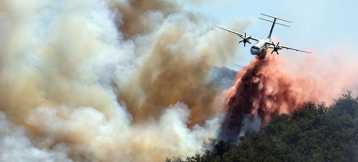 Firefighters battle wildfires across increasingly dry European landscapes.