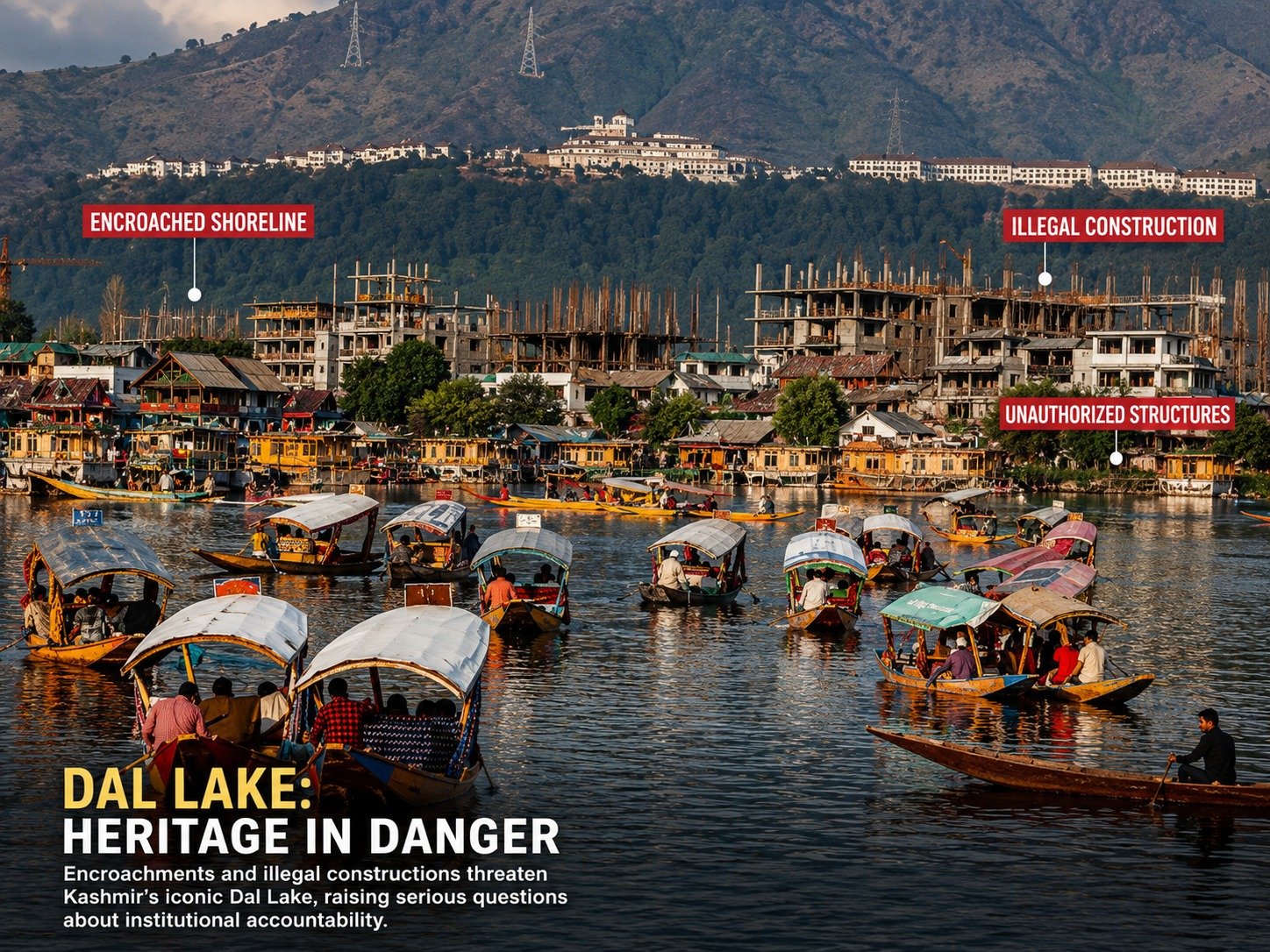 Dal Lake faces renewed concerns over alleged encroachments and environmental pressure.